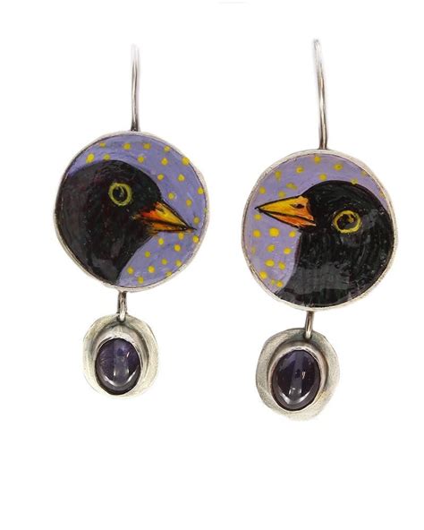 Winter Blackbirds Earrings Black Bird Oak Leaf Earrings Bird Jewelry