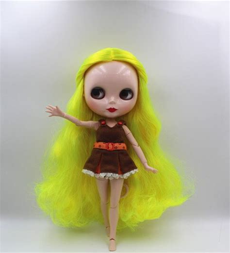 Blygirl Blyth Doll Nude Dolls Fluorescent Yellow Curl Hair Styling Body