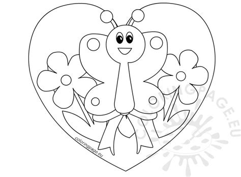 butterflies  flowers  heart coloring page