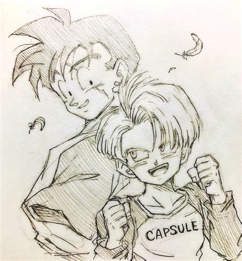 trunks and son gohan dragon ball and 1 more drawn by