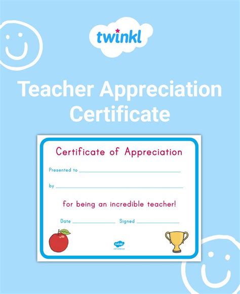 teacher appreciation certificate teacher activities teacher
