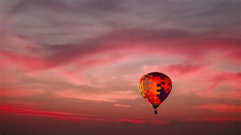 wallpaper  air balloon sky flight clouds sunset full hd hdtv fhd p