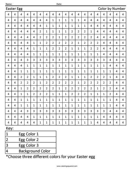 color  number squares sheets coloring pages