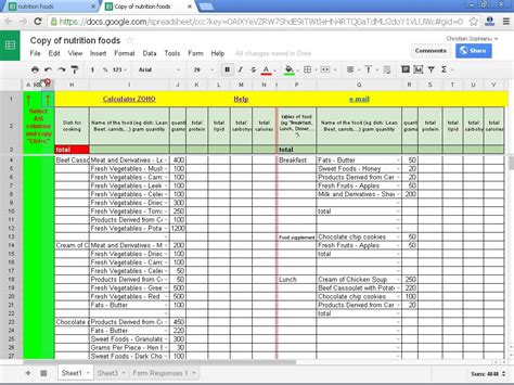 Calorie Counter Spreadsheet Laobing Kaisuo