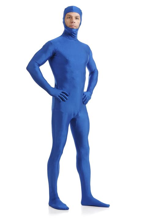 zentai hero  skin tight suits lycra zentai suit blue open face spandex unitard cosplay