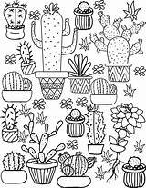 Cactus Cute Coloring Pages Drawing Getdrawings Succulent sketch template