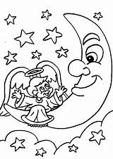 Moon Coloring Pages Printable Kids Angel sketch template
