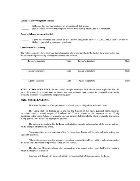 florida residential lease agreement printable lease