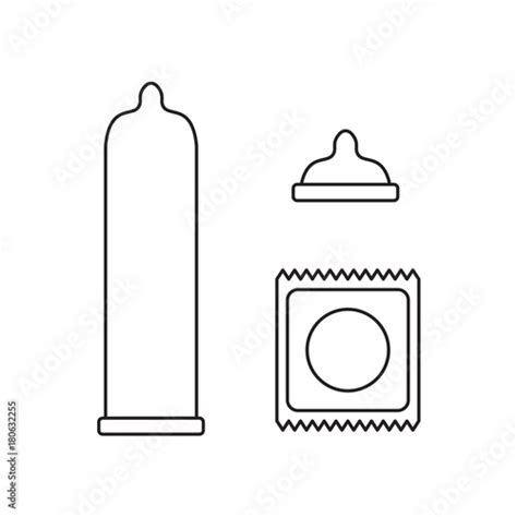 Outline Of Condoms Icons Vector Illustration Stock Vector Adobe Stock