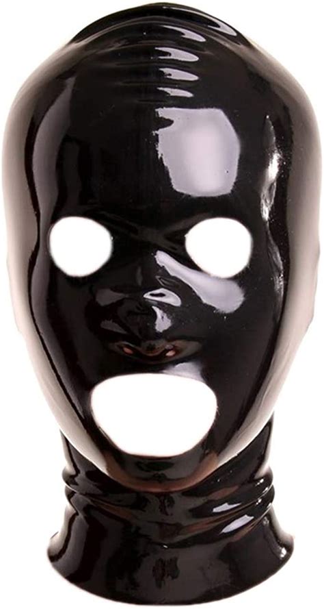 exlatex latex rubber mask hood with zipper eye mouth and nostril holes