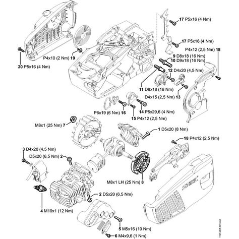 stihl ms  chainsaw ms   parts diagram mst  tightening torques