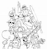 Smash Bros Ausmalbilder Brawl Sheets Supersmash Nintendo Divyajanani sketch template