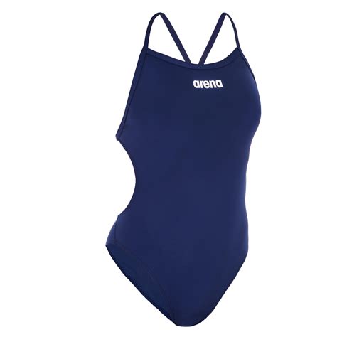 sportbadpak voor zwemmen dames solid tech marineblauw arena decathlonnl