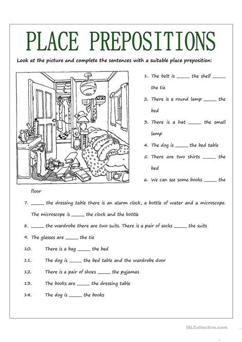 spanish prepositions  location worksheet   namabayico