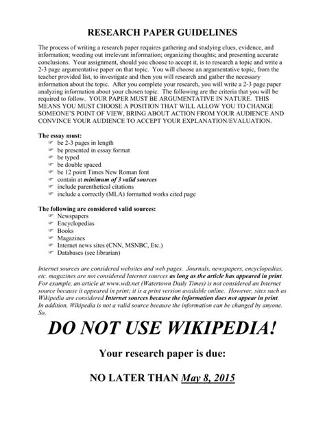 research paper guidelines  process  writing  research