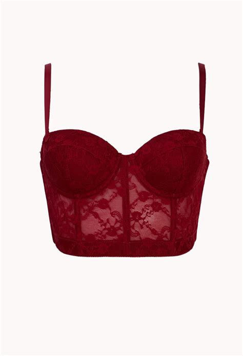 lyst forever 21 convertible lace corset bra in red