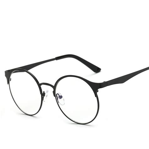 metal eyewear frames retro round prescription eyeglasses with clear