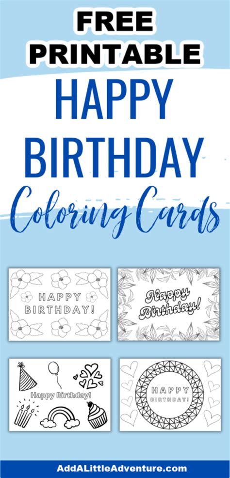 printable happy birthday coloring cards   happy birthday