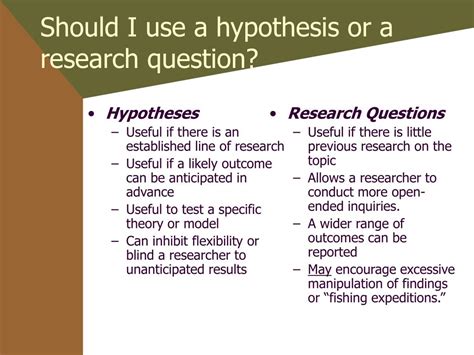 hypotheses  research questions powerpoint