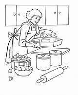 Coloring Pages Cooking Dinner Baking Thanksgiving Kitchen Bread Mom Food Feast Cook Colouring Bible Printables Room Mum Buildings Architecture Printable sketch template