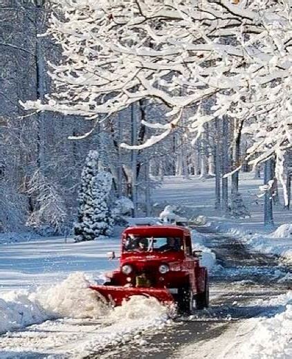 Beautiful Vintage Snow Plow Truck In Red Red Red Red