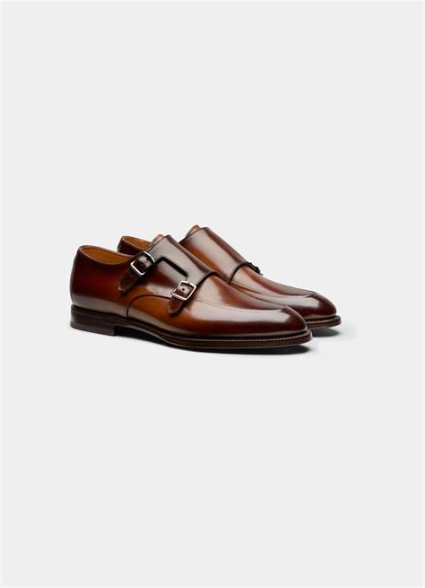 brown double monk strap calf leather suitsupply online store