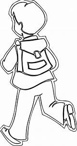 Outline Boy School Running Drawing Coloring Pages Wecoloringpage Paintingvalley sketch template