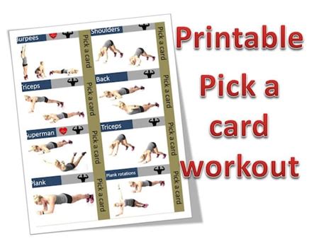printable workout cards  size total   exercise cards