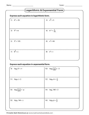 logarithmic  exponential form worksheet answers worksheet list