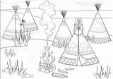 Indians Halt Coloring Prairie Native Mariaflaya Depositphotos sketch template