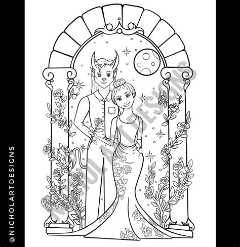 beauty   beast colouring page fairy tale coloring page etsy