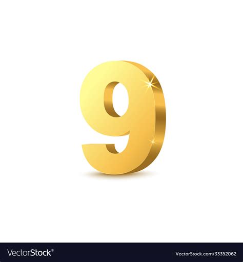 gold number  realistic  style golden metal vector image