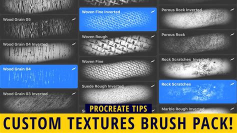 procreate  custom textures brush pack tutorial youtube