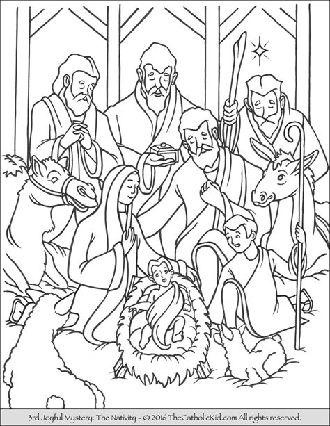 nativity coloring page thecatholickidcom