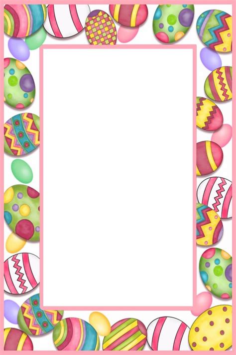 printable easter borders decorated eggs letter paper easter