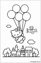 Kitty Hello Balloons Pages Coloring Online Color Coloringpagesonly sketch template