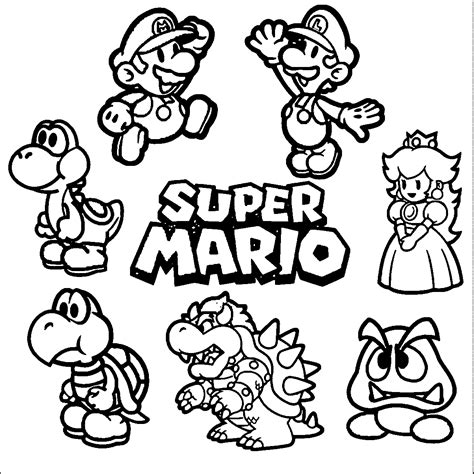 super mario characters pages coloring pages