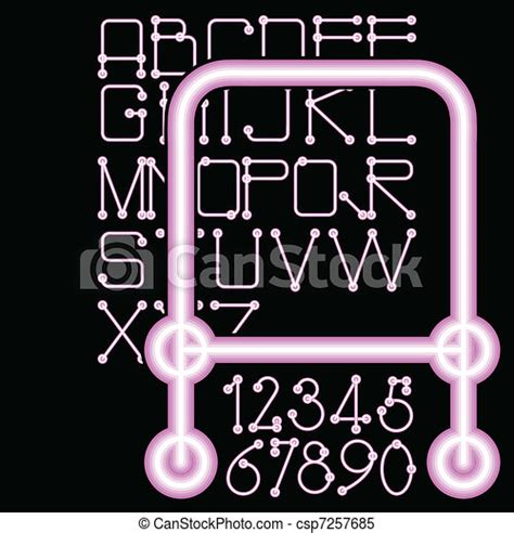 pink neon alphabet numbers canstock
