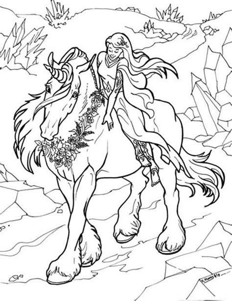 girl  unicorn coloring page breyerhorsescom