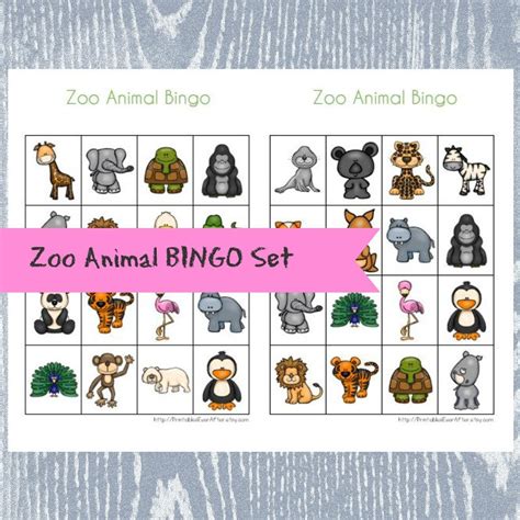 zoo animal bingo printable bingo wild animal birthday party etsy