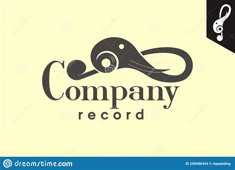 elephant record  logo  pale yellow background stock vector illustration  number