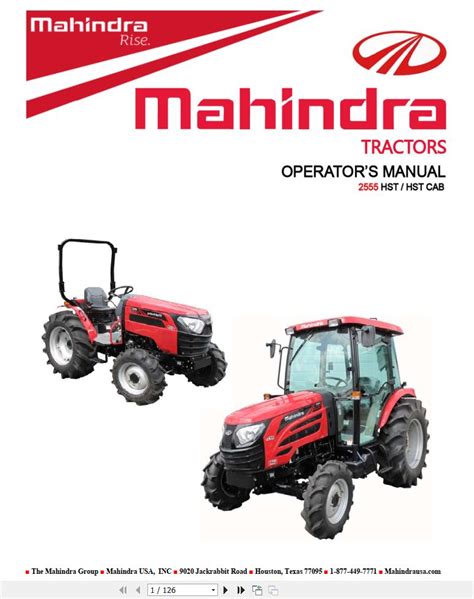 mahindra tractor  hst cab operators manual