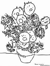 Coloring Sunflowers Vincent Girasoles Sunflower Disegni Girasoli Sonnenblumen Famous Supercoloring Girasole Bambini Malvorlage Ausmalbild Vangogh Monet Ispirazione Girassol Malvorlagen Sternennacht sketch template