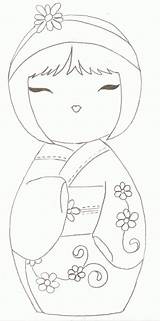 Japoneses Pintar Kokeshi sketch template