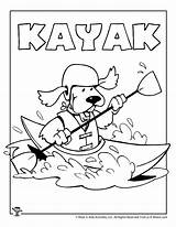 Coloring Kayak Pages Kids Crafts Printable Kayaking sketch template