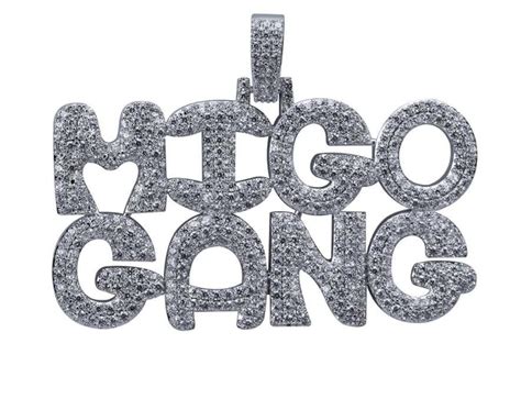 wholesale fully iced  migo gang migos diamond necklace pendant hip hop accessories jewelry