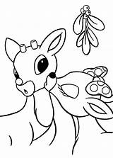 Coloring Reindeer Rudolph Mistletoe Nosed Red Clarice Pages Kiss Printable Cute Christmas Color Under Santa Kids Print Sheets Clipart Colouring sketch template