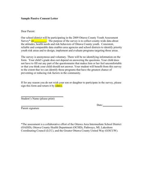 parents consent letter sample