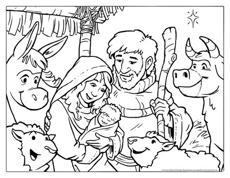 christian christmas activities  nativity coloring page