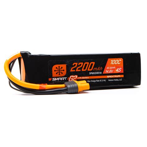 Spektrum 14 8v 2200mah 4s 100c Smart G2 Lipo Battery Ic3 Horizon Hobby